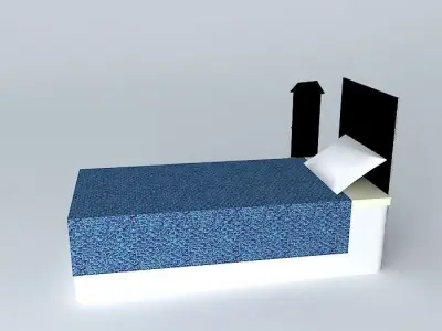 Bed bedroom with and nightstand Free 3D model