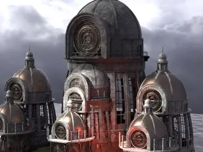 Observatory Tower Dome Temples 2 3D model