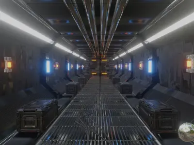 scifi corridor Low-poly 3D model purchase