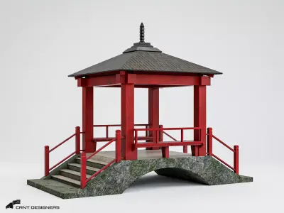 Japanese Bridge Low-poly 3D model