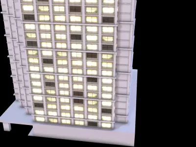 Skyscraper at Night - LowPoly Low-poly 3D model