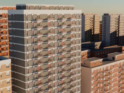 High density City residential Buildings Low-poly 3D model