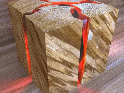 Cracked Wood Lamp 3D model