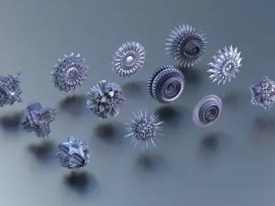 12 Symmetrical Abstract Geometric Mandala Fractal Kitbash Set 3D 3D model