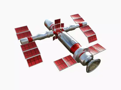 Satellite F10 China - SciFi Space Design Low-poly 3D model