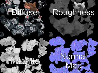 Cyberpunk Warrior Character  Fully Rigged and Animated Low-poly 3D model