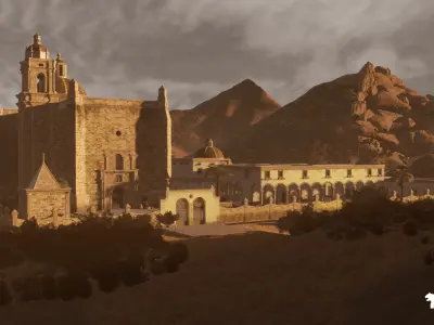 Colonial Convent Church Environment Low-poly 3D model