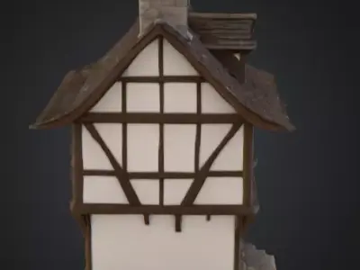 Medieval Tudor Style House Low-poly 3D model