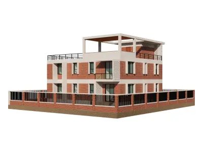 Modern Brick House 4 3D model