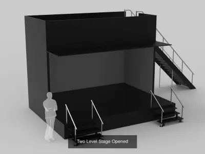 Stages Collection booth with stairs 3D Model Pack