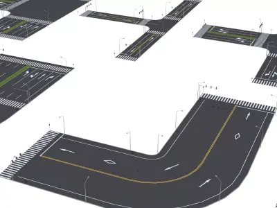 Parking Lot Scene with Low-poly 3D model