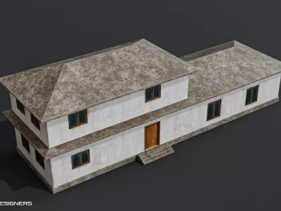 Two-Story Indian House Low-poly 3D model