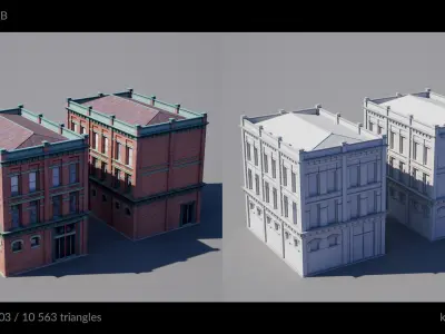 Building pack B Low-poly 3D model