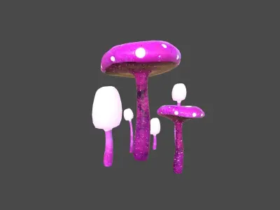 Fantasy Mushroom H07 Pink - Scene Backdrop Design Low-poly 3D model