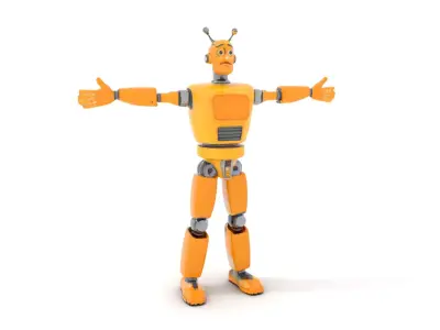 Yellow Robot Character model pack with Articulated Limbs Low-poly 3D model