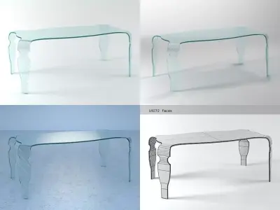 Irony four different glass tables 3D model