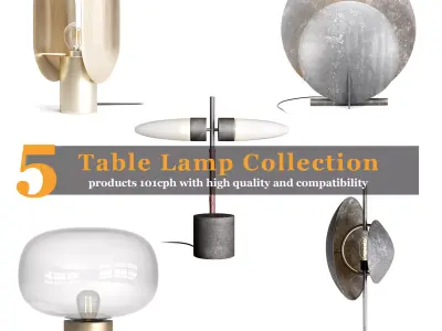 5 table lamp collection 3D Model Pack