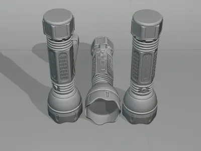 Multicolored hand held plastic flashlights 3D model