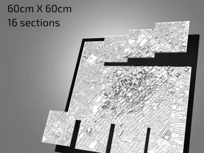 3D Los Angeles 3D Map city Art Landmark Los Angeles Skyline  3D print model