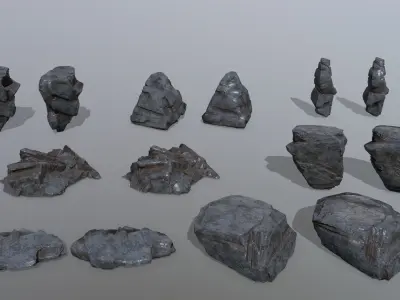 Rock Set Low-poly 3D model