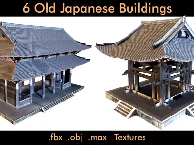 6 Old Japanese Buildings- 3d Model 3D model