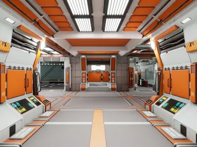 SciFi Modular Level Low-poly 3D model