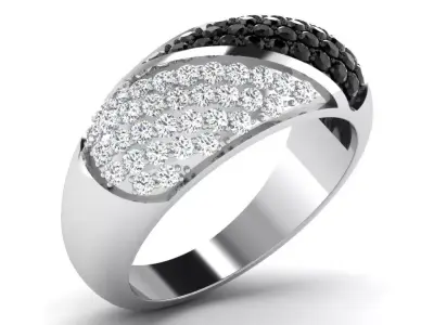 Light Weight White Gold Diamond Ring DR-6581 3D print model