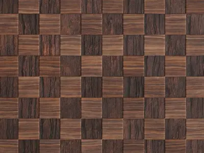 Polished Checkerboard Wood Parquet PBR Seamless Texture