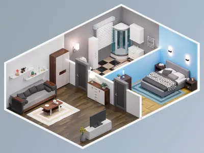 Room 31 Low-poly 3D model