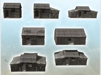Set of seven tropical wooden huts 13 - Pirate Jungle Island Beac 3D print model