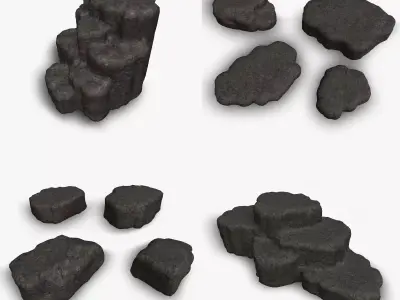 Cave Platform 1 - 4 Combo - Base Low-poly 3D model