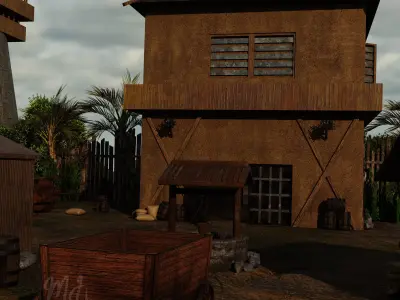 Coastal Village Fortress 3D model