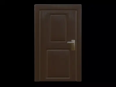 Realistic Wooden Door Low Poly 3D Model Openable Low-poly 3D model