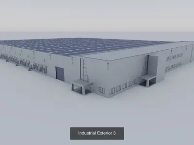Industrial Building Exterior x3 3D Model Pack