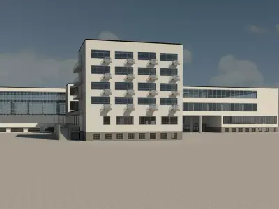 Bauhause building in middle of desert 3D model