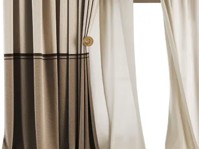 Silk and Cotton Curtain Low-poly 3D model 5