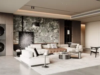 Modern living room 3D model 3D model