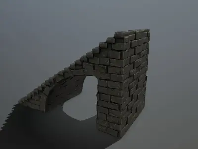 stairs stone wall Low-poly 3D model