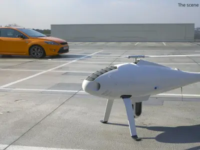  VTOL Drone with Surveillance Module White Rigged for Cinema 4D 