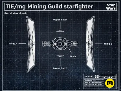 TIE mg Mining Guild starfighter 3D print model