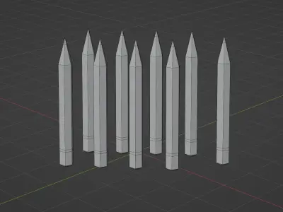 Pencils group of colored Low-poly 3D model