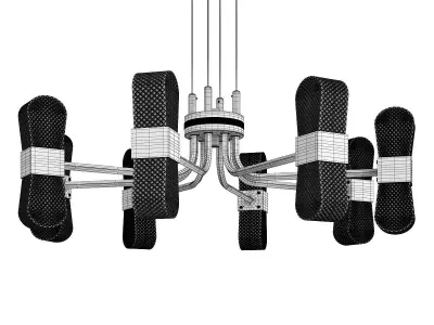 MARSELLA modern chandelier in brass and glass Low-poly 3D model