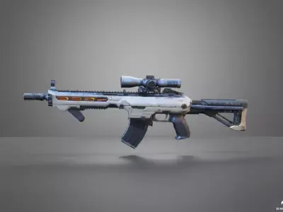 low - poly  sci- fi gun Low-poly 3D model