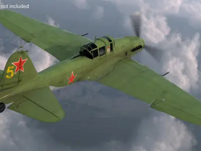  Ilyushin Il-2 Sturmovik Aircraft Rigged for Cinema 4D 