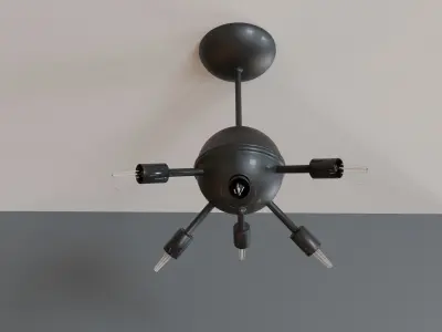 Chandelier metal light fixture with five bulbs 3D model