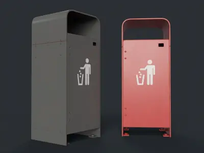 Street Trash Can 12 PBR Game Ready Low-poly 3D model