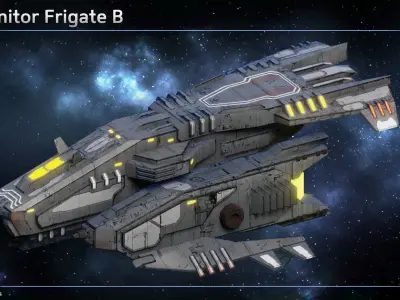 Spaceship Progenitor Frigates Low-poly 3D model