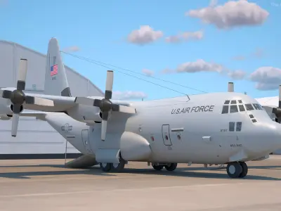  US Military Transport Aircraft Lockheed C 130 Hercules with Cargo Rigged for Maya 