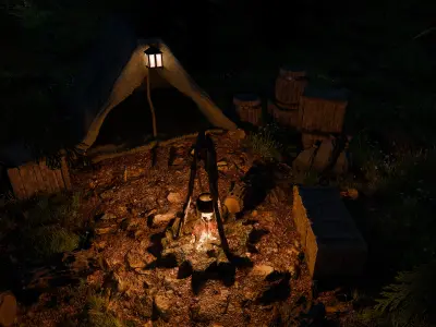 Forest Tent Scene 3D model