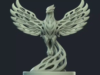Aetherwing Phoenix  Futuristic Lattice Winged Sculpture 3D print model
